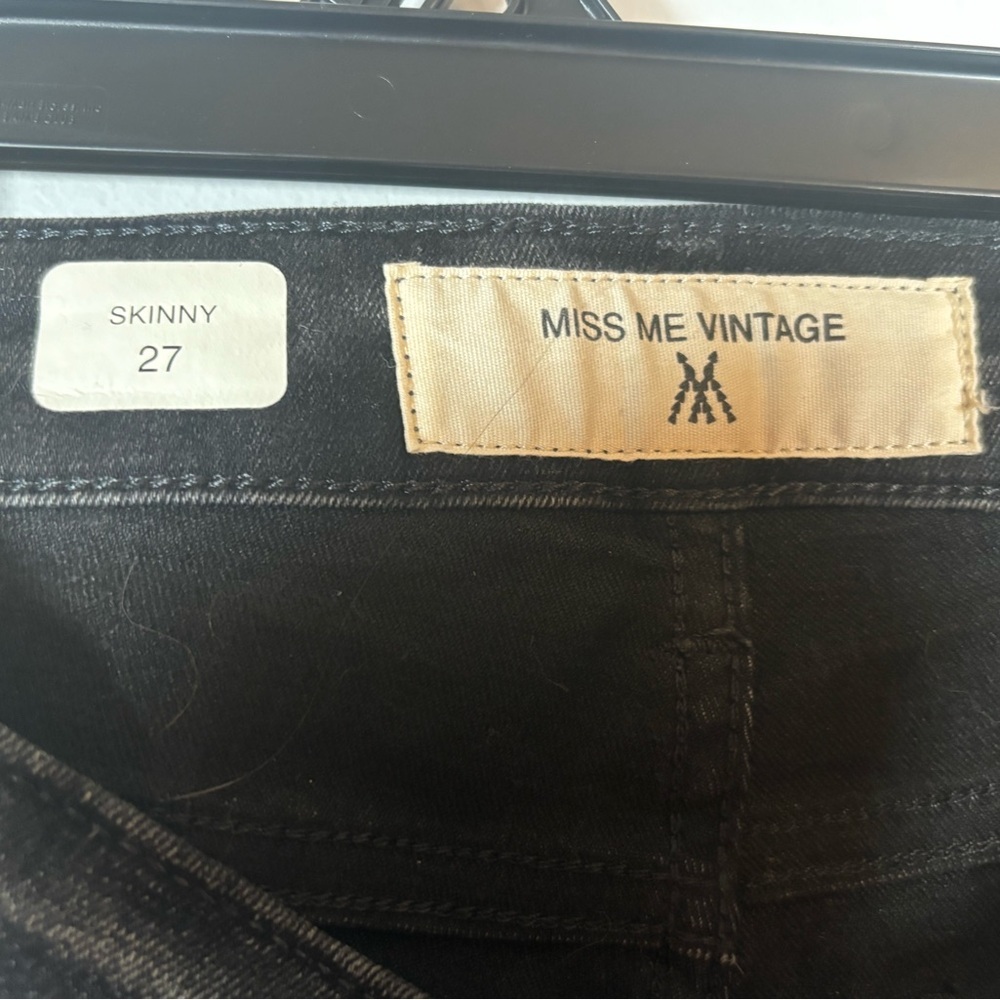 Miss Me Vintage Skinny Jeans 27 Black Denim Floral Embroidered Detail - Picture 6 of 11